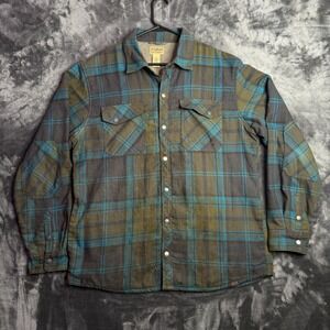 L.L. Bean Mens Waffle Knit Lined Long Sleeve Double Pocket Flannel Size Large